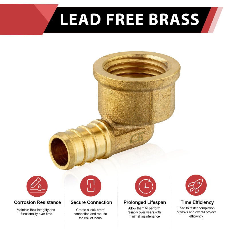 EFIELD 10-Pack EFIELD Pex Crimp Fittings 1/2"x1/2" Female Threaded NPT Elbow, ASTM F1807,(PEX1807106) - Image 3